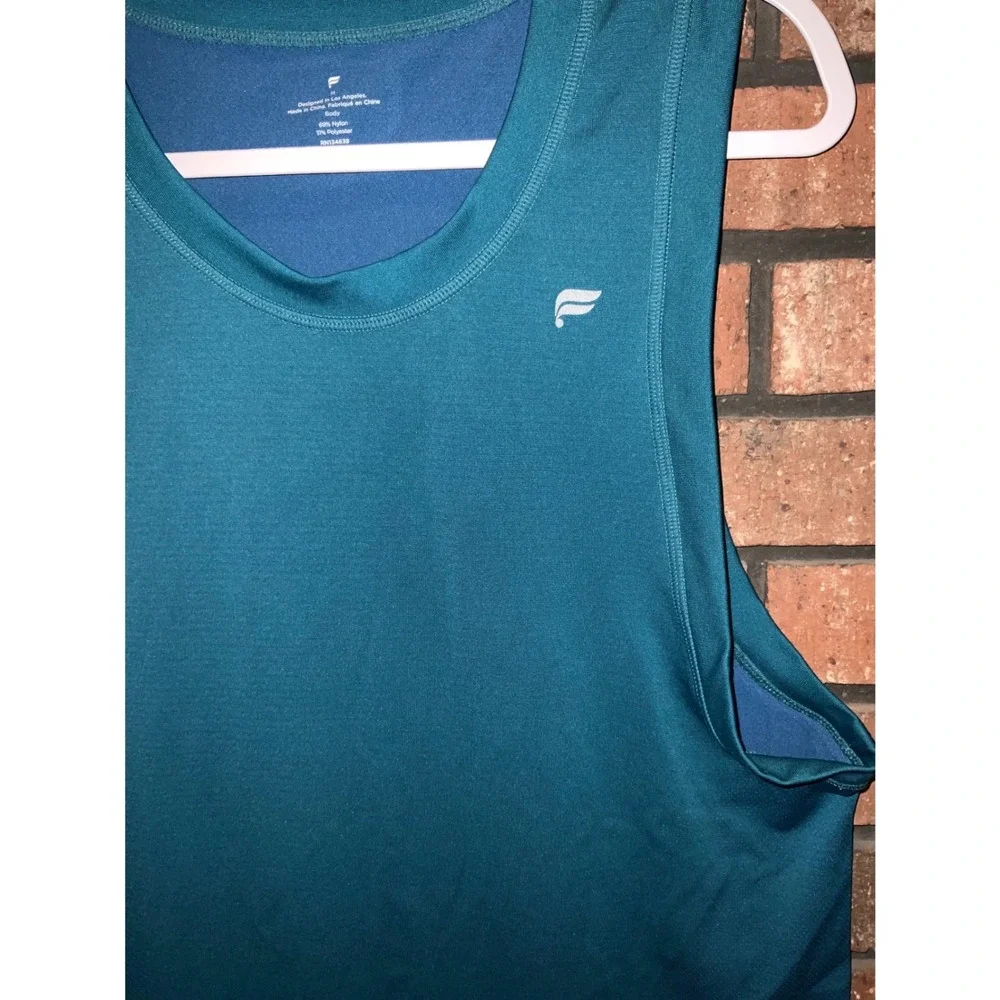 Fabletics Mens Training Tank Top‎ Teal Blue Muscle Tee Gym Workout Size M